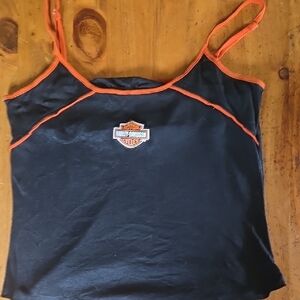 Harley-Davidson Black and Orange Tank Top